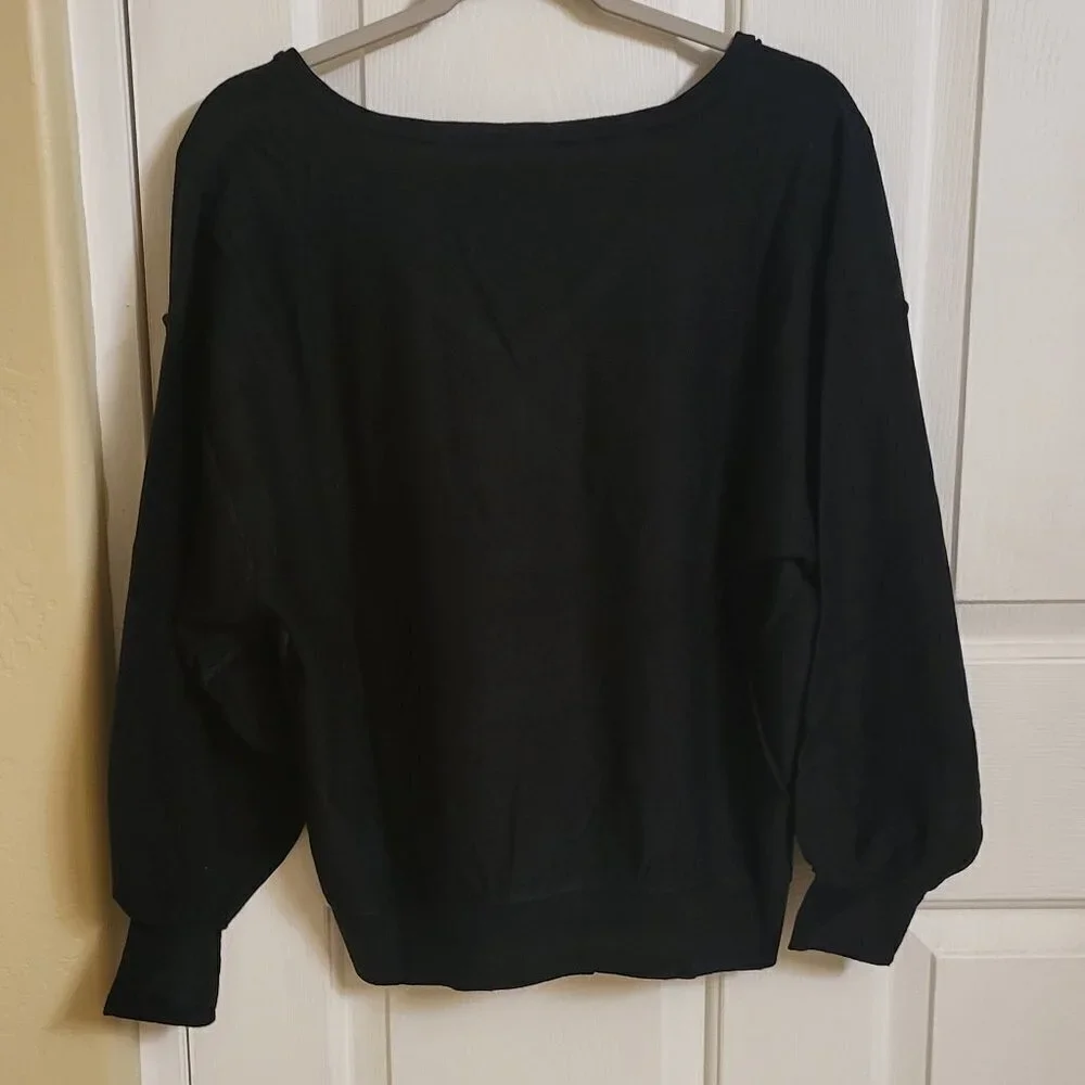NYDJ Dolman long Sleeve V-neck Black Sweater Size OX NWT - Picture 4 of 13